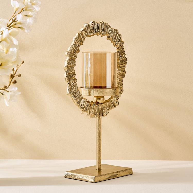 Moksha Brew Starburst Glass and Aluminium Candle Holder