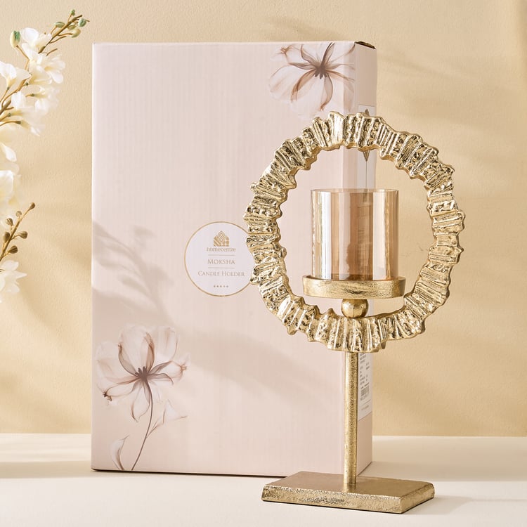Moksha Brew Starburst Glass and Aluminium Candle Holder