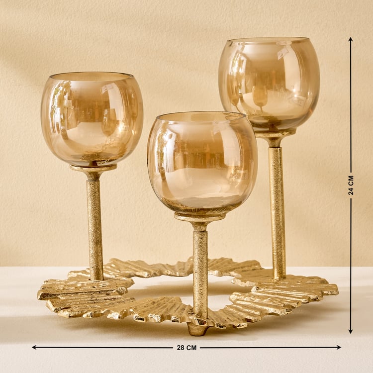 Moksha Brew Starbust Glass and Aluminium Multi Candle Holder