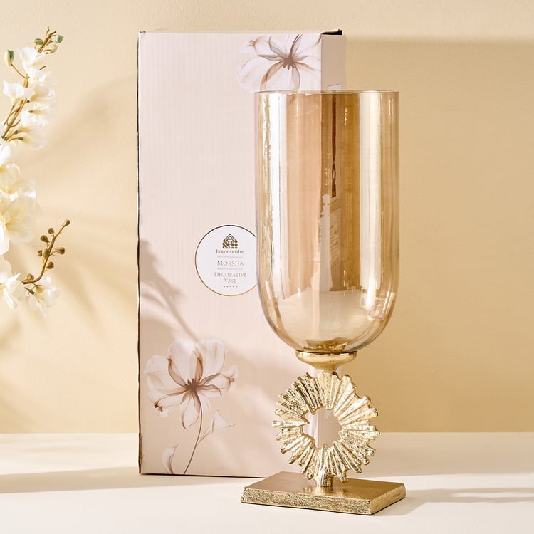 Moksha Brew Starbust Glass and Aluminium Vase - Small