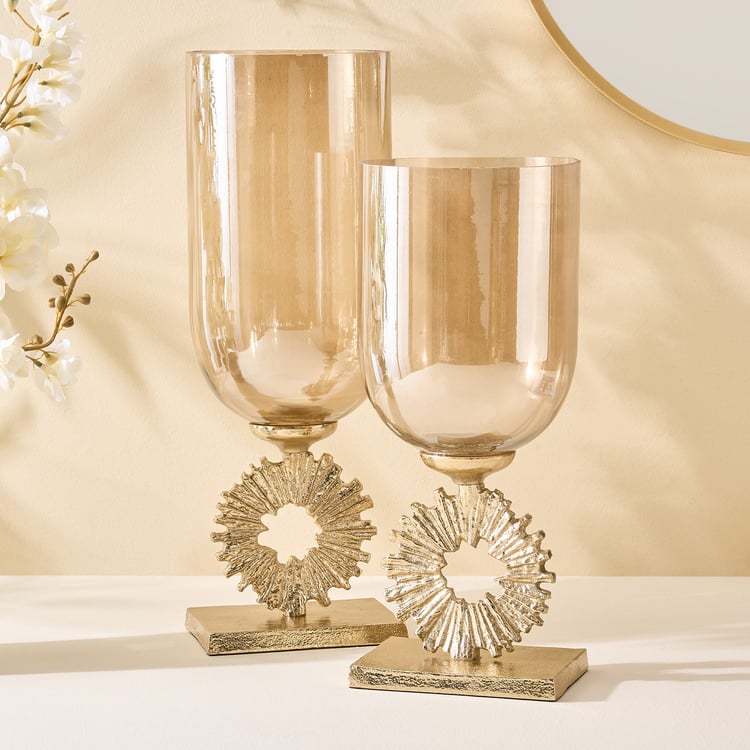 Moksha Brew Starburst Glass and Aluminium Vase - Small