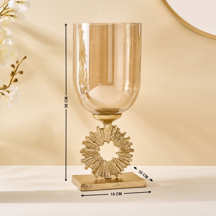 Moksha Brew Starburst Glass and Aluminium Vase - Small