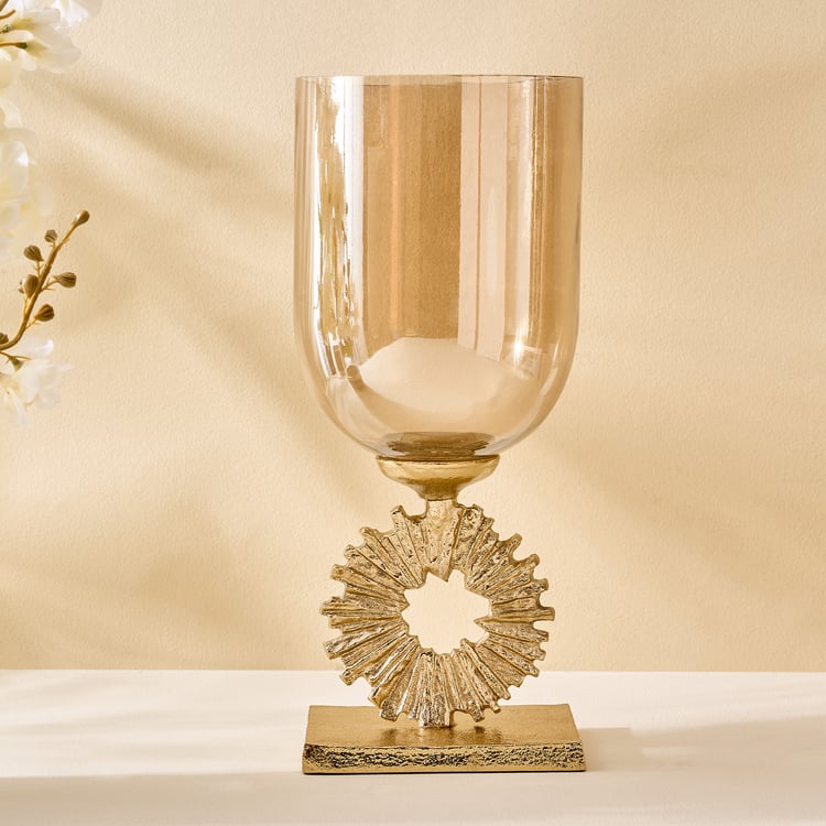 Moksha Brew Starburst Glass and Aluminium Vase - Small