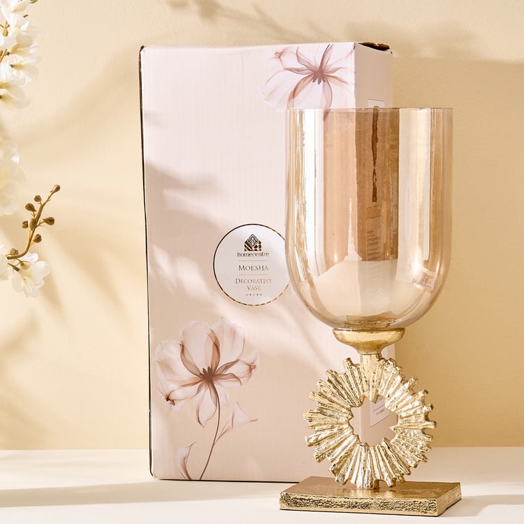Moksha Brew Starburst Glass and Aluminium Vase - Small