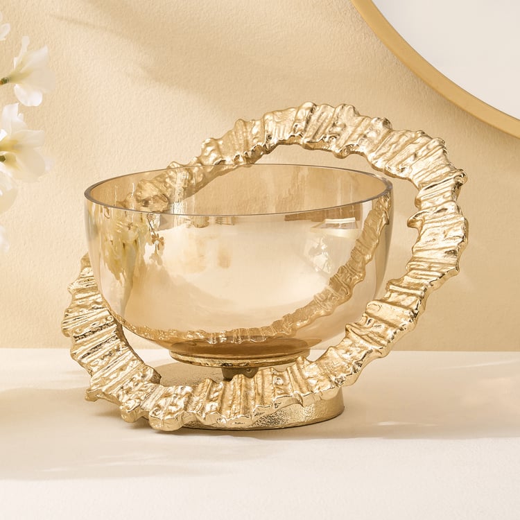 Moksha Brew Glass and Metal Starburst Decorative Bowl