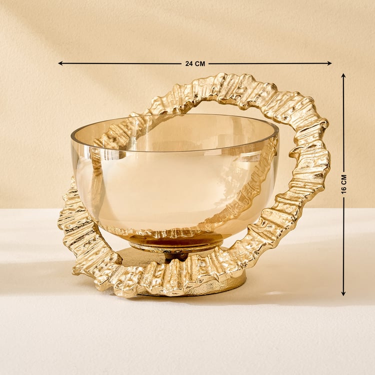 Moksha Brew Glass and Metal Starburst Decorative Bowl
