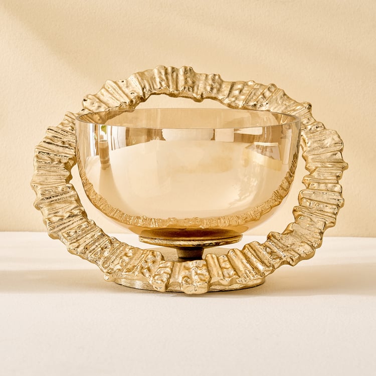 Moksha Brew Glass and Metal Starburst Decorative Bowl