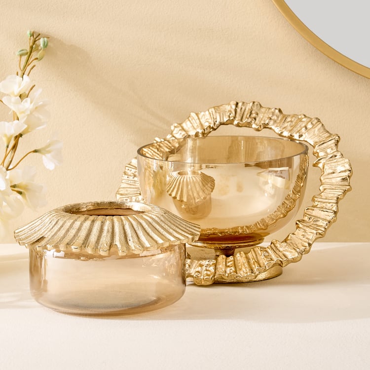 Moksha Brew Glass and Metal Starburst Decorative Bowl
