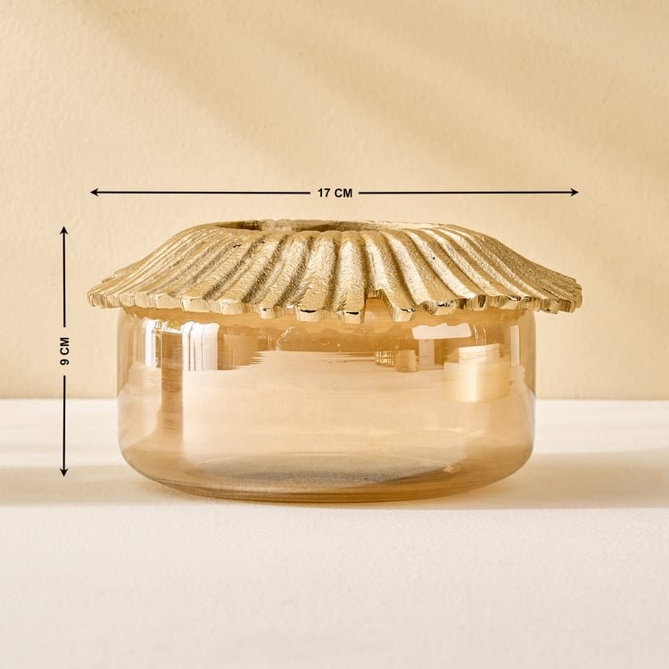 Moksha Brew Glass and Metal Starburst Decorative Bowl