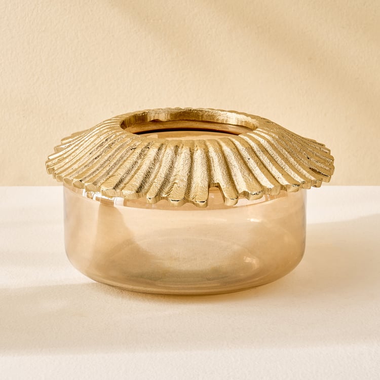 Moksha Brew Glass and Metal Starburst Decorative Bowl
