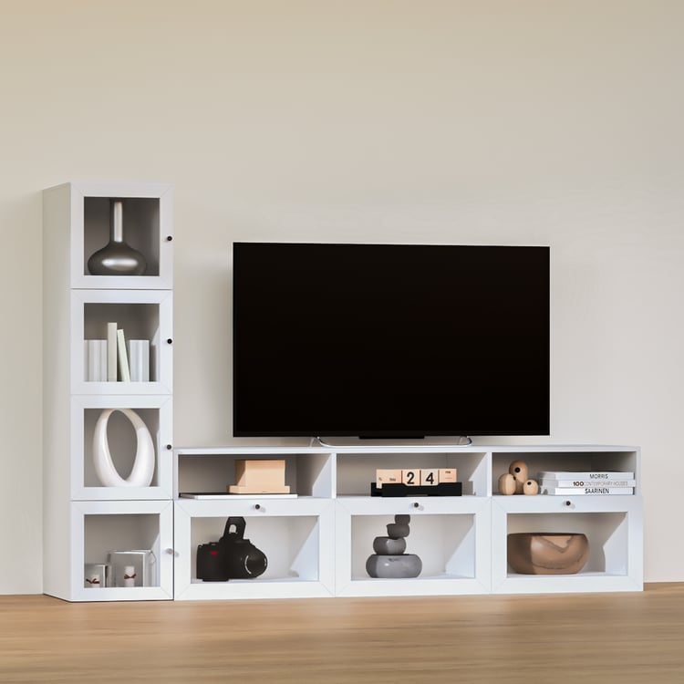 Helios Soho Large TV Unit with Multipurpose Cabinet - White