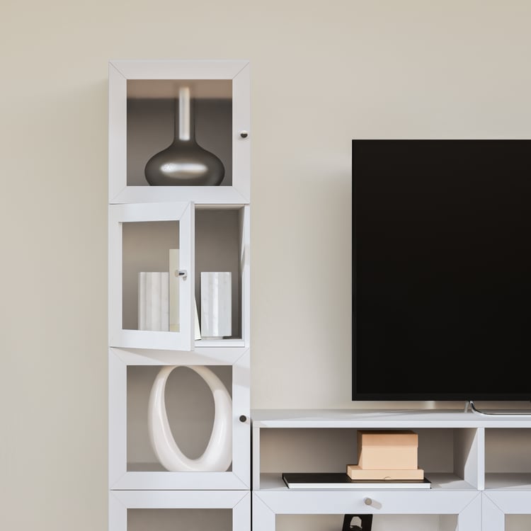 Helios Soho Large TV Unit with Multipurpose Cabinet - White