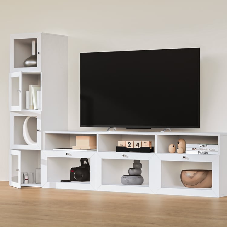 Helios Soho Large TV Unit with Multipurpose Cabinet - White
