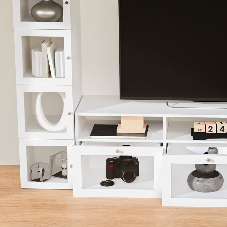 Helios Soho Large TV Unit with Multipurpose Cabinet - White