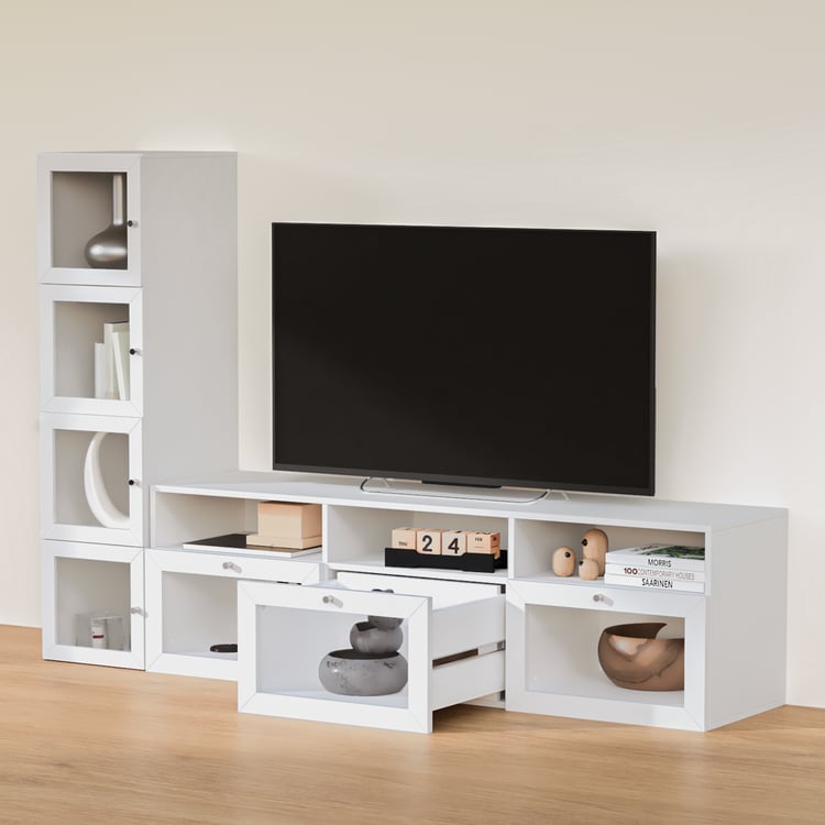 Helios Soho Large TV Unit with Multipurpose Cabinet - White
