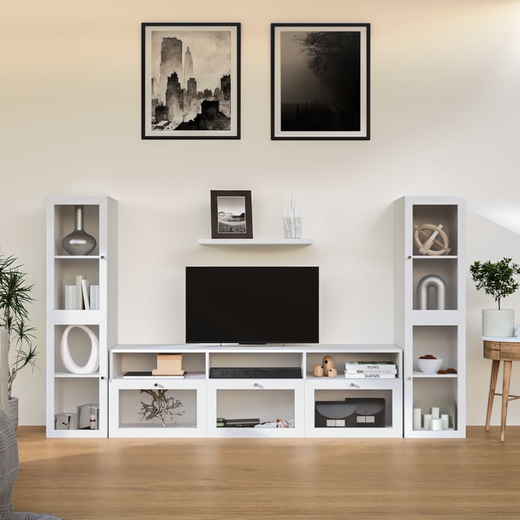 Soho Large TV Unit with 2 Multipurpose Cabinets - White