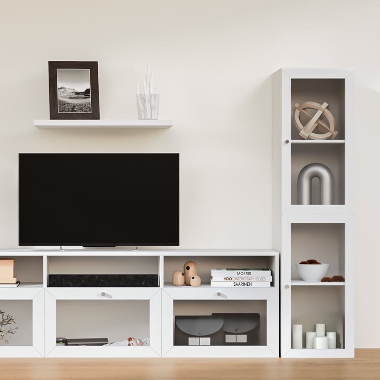 Soho Large TV Unit with 2 Multipurpose Cabinets - White