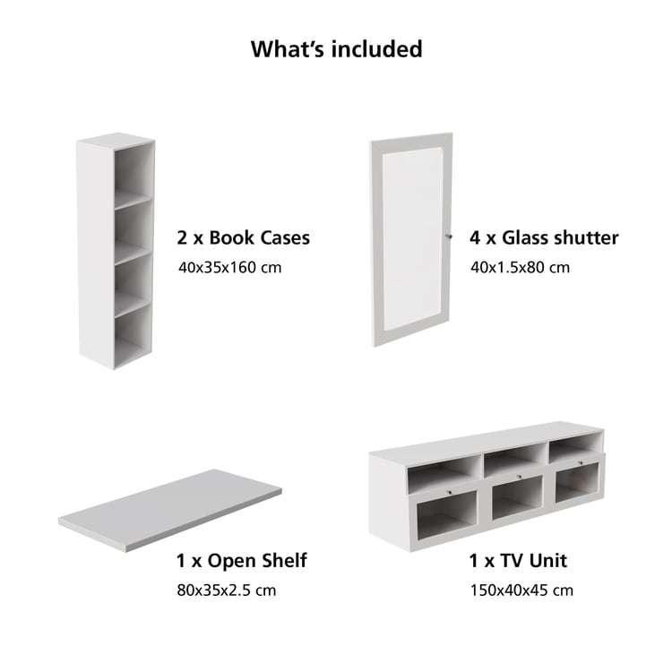 Soho Large TV Unit with 2 Multipurpose Cabinets - White