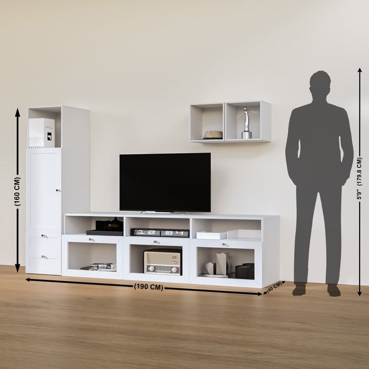 Soho Large TV Unit with Multipurpose Case and Cabinet - White