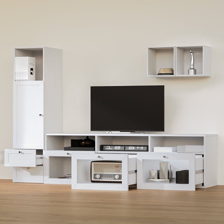 Soho Large TV Unit with Multipurpose Case and Cabinet - White