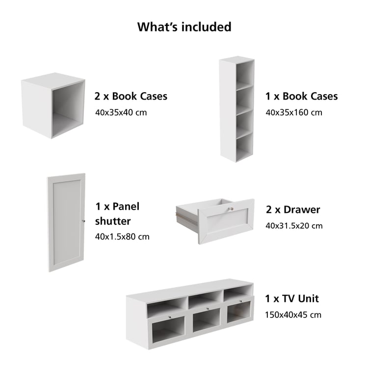 Soho Large TV Unit with Multipurpose Case and Cabinet - White