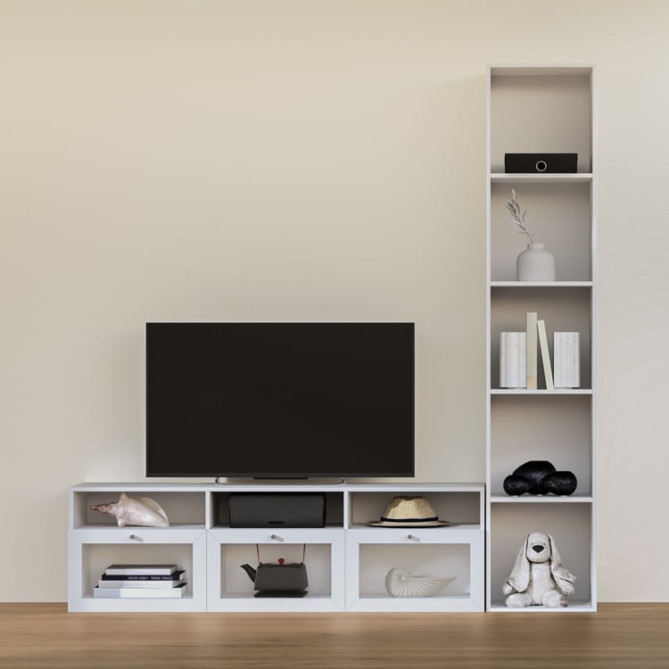 Soho Large TV Unit with Multipurpose Cabinet and Drawers - White