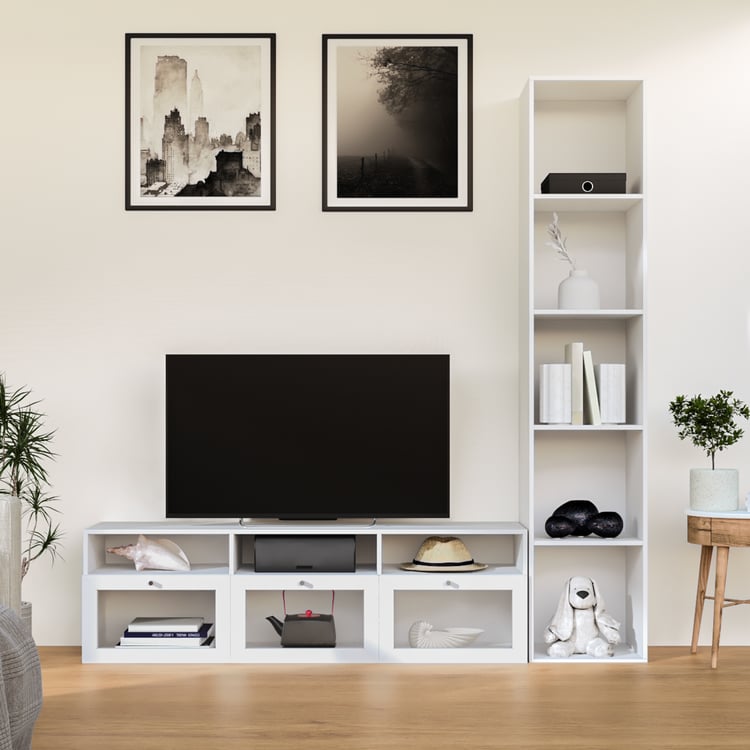 Soho Large TV Unit with Multipurpose Cabinet and Drawers - White