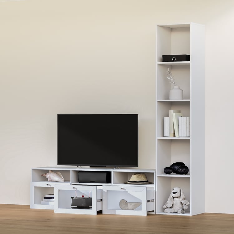 Soho Large TV Unit with Multipurpose Cabinet and Drawers - White