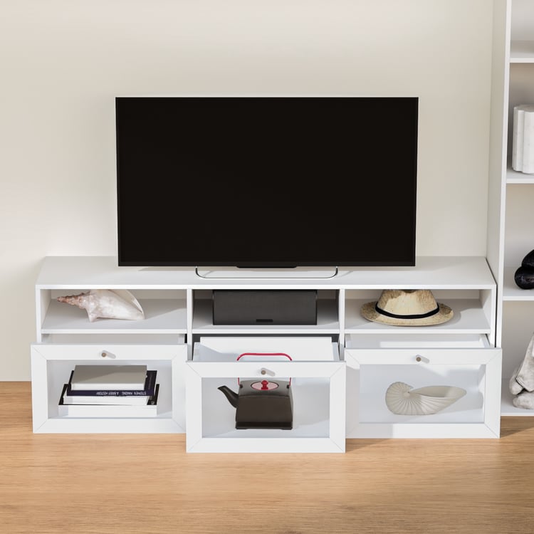 Soho Large TV Unit with Multipurpose Cabinet and Drawers - White