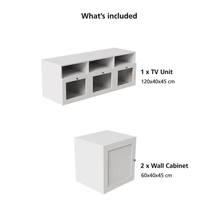 Soho Small TV Unit with 2 Multipurpose Cabinet - White