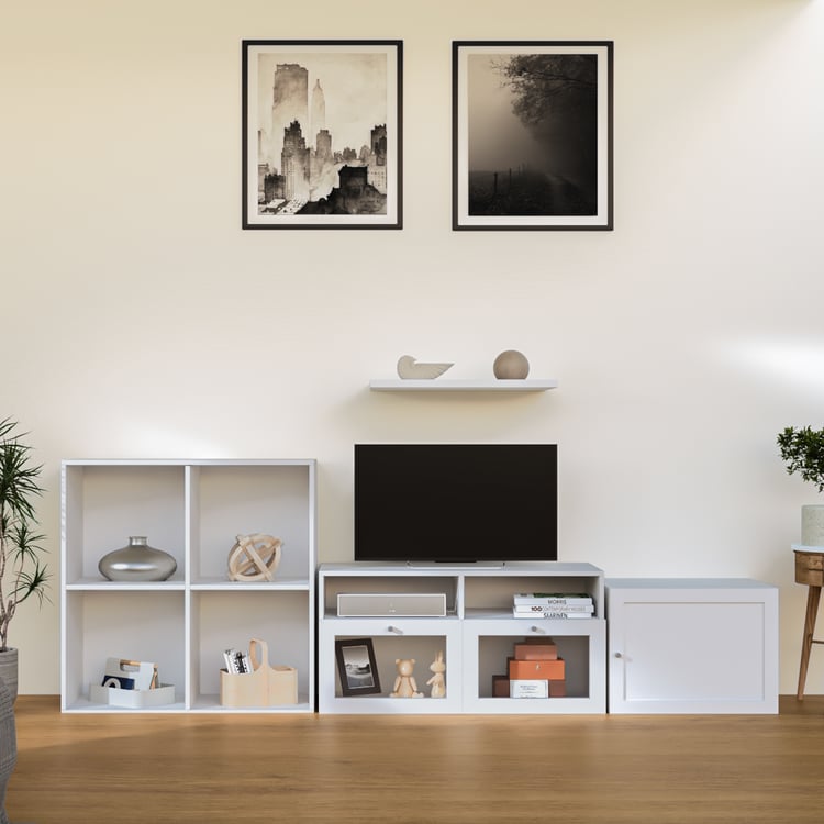 Soho Medium TV Unit with Multipurpose Case and Cabinet - White