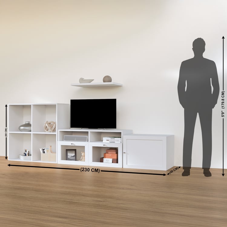 Soho Medium TV Unit with Multipurpose Case and Cabinet - White