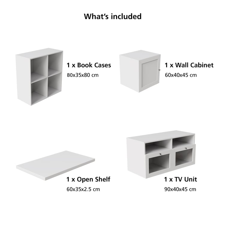 Soho Medium TV Unit with Multipurpose Case and Cabinet - White