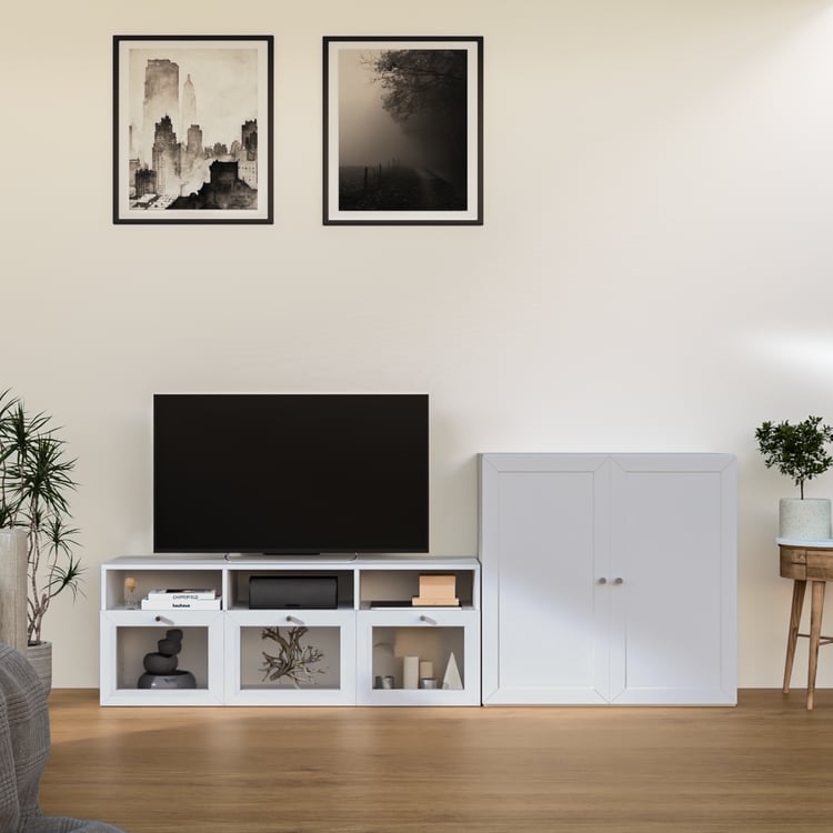 Soho Medium TV Unit with 1 Multipurpose Cabinet - White