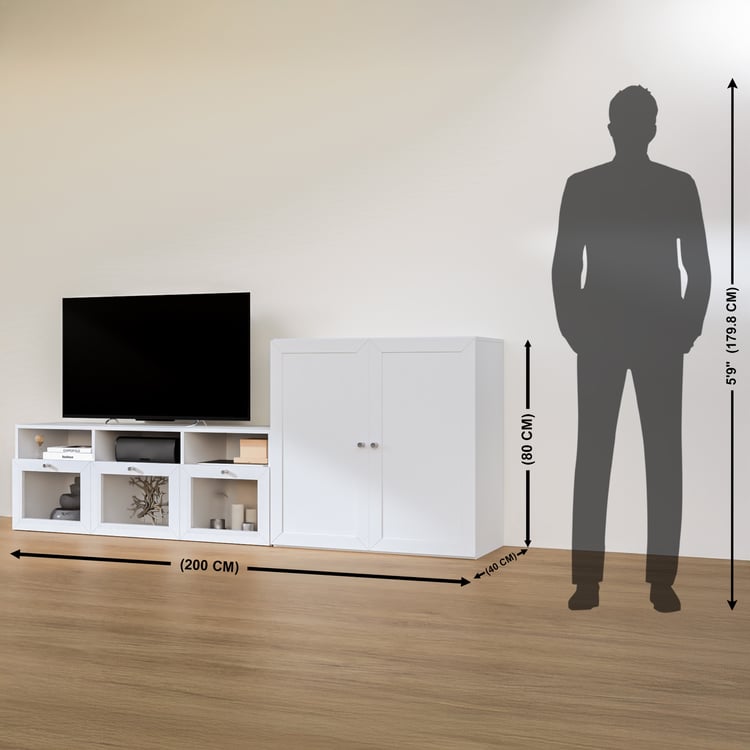 Soho Medium TV Unit with 1 Multipurpose Cabinet - White