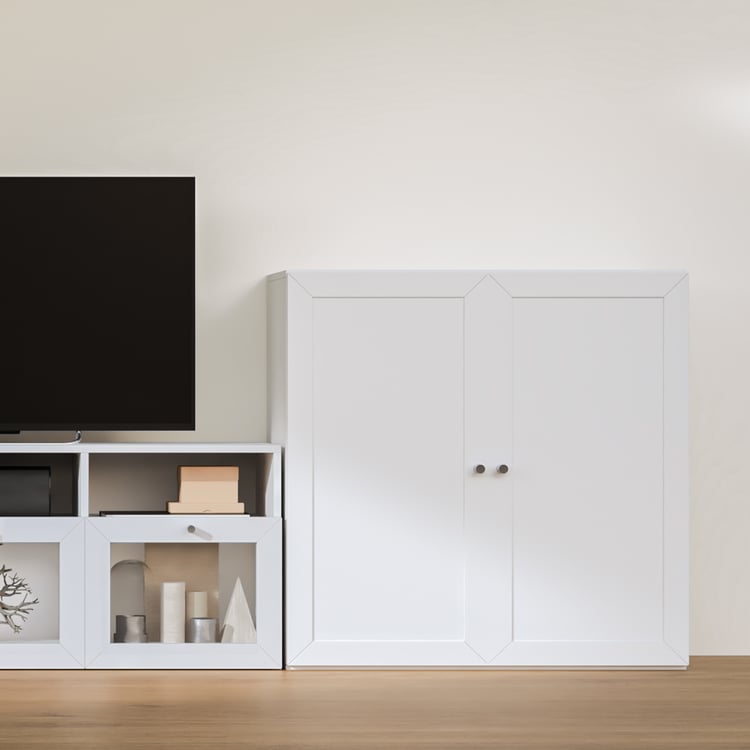 Soho Medium TV Unit with 1 Multipurpose Cabinet - White