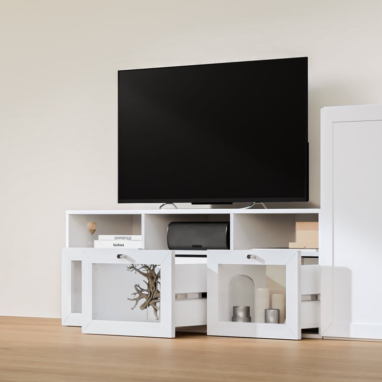Soho Medium TV Unit with 1 Multipurpose Cabinet - White
