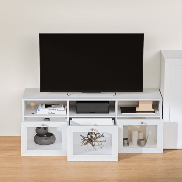Soho Medium TV Unit with 1 Multipurpose Cabinet - White