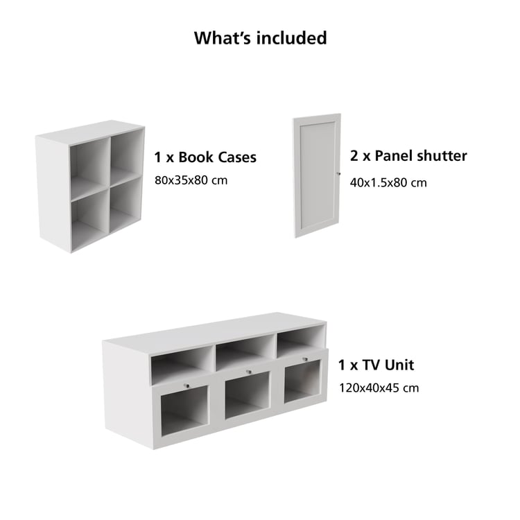 Soho Medium TV Unit with 1 Multipurpose Cabinet - White