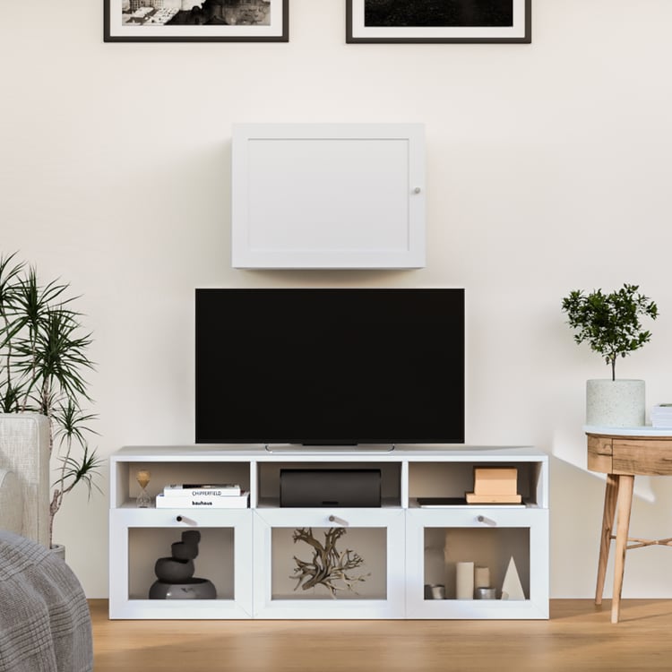 Soho Large TV Unit with Multipurpose Wall Cabinet - White