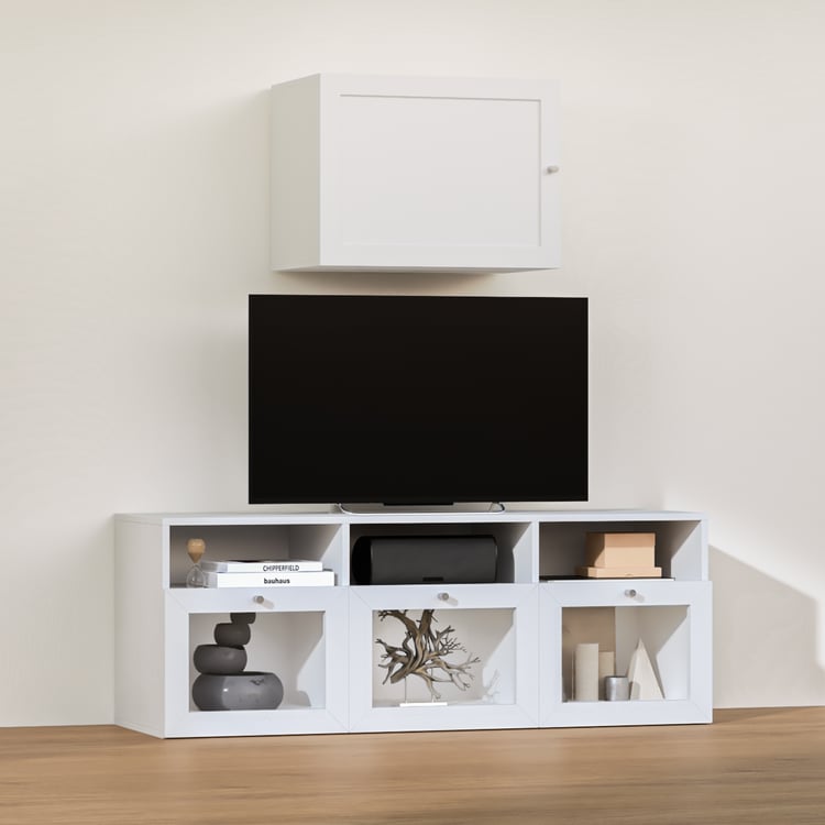Soho Large TV Unit with Multipurpose Wall Cabinet - White
