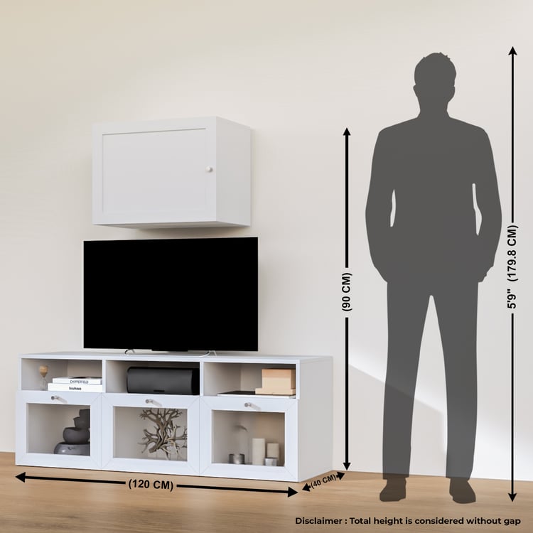 Soho Large TV Unit with Multipurpose Wall Cabinet - White