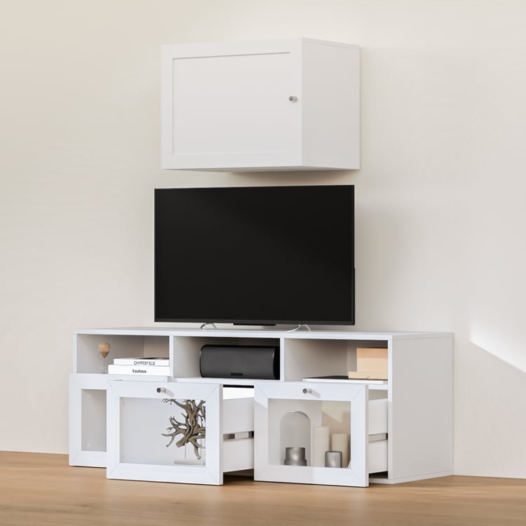 Soho Large TV Unit with Multipurpose Wall Cabinet - White