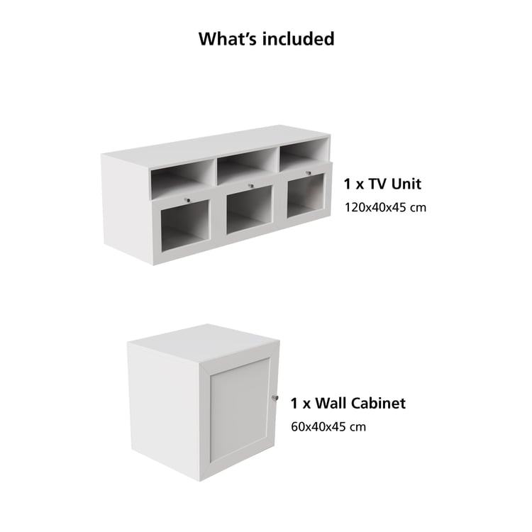 Soho Large TV Unit with Multipurpose Wall Cabinet - White