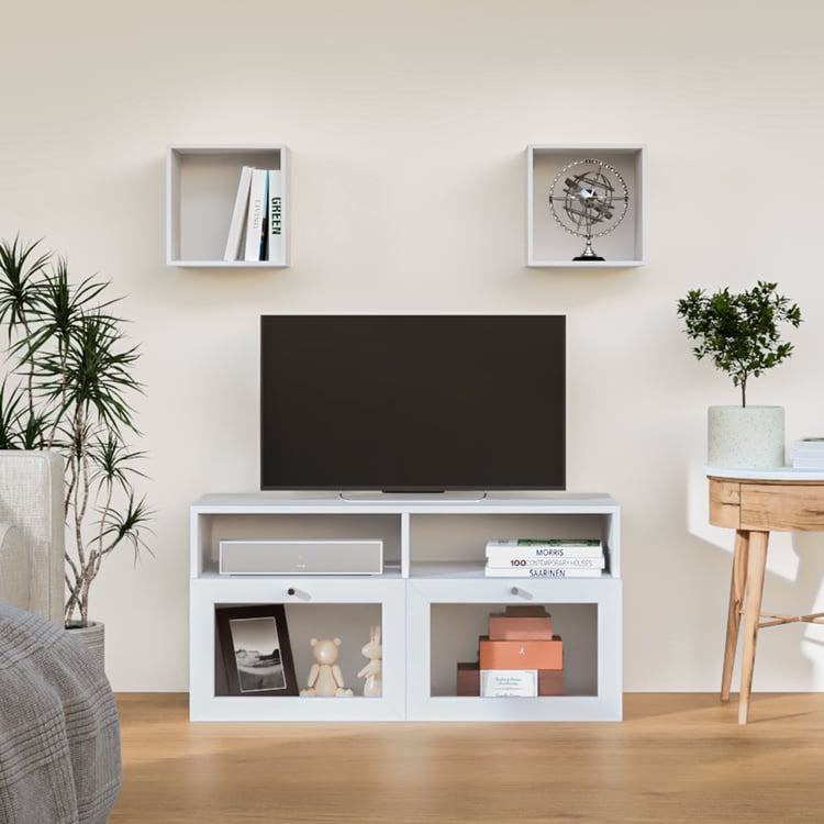 Soho Medium TV Unit with 2 Multipurpose Cases - White