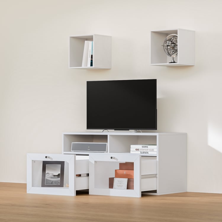 Soho Medium TV Unit with 2 Multipurpose Cases - White