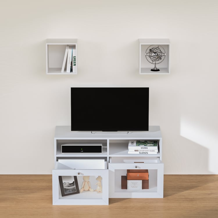 Soho Medium TV Unit with 2 Multipurpose Cases - White