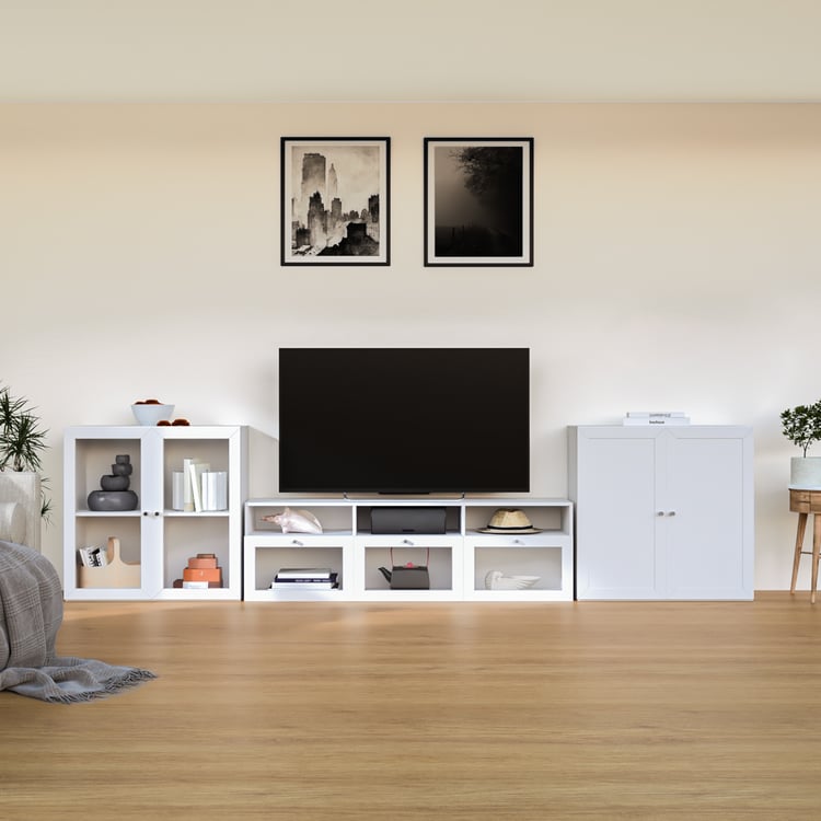 Soho Large TV Unit with 2 Multipurpose Cabinets - White