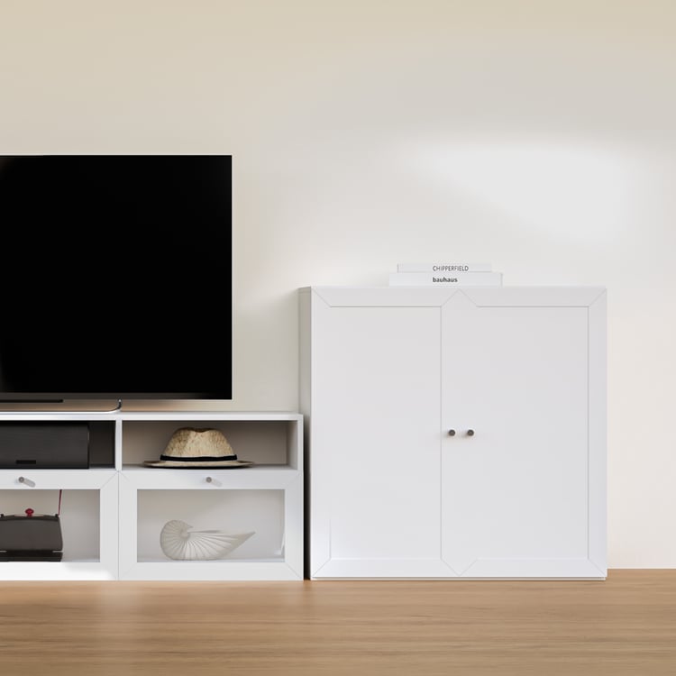 Soho Large TV Unit with 2 Multipurpose Cabinets - White