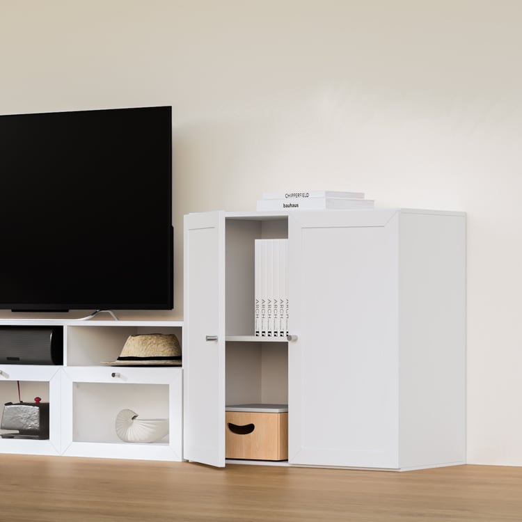 Soho Large TV Unit with 2 Multipurpose Cabinets - White